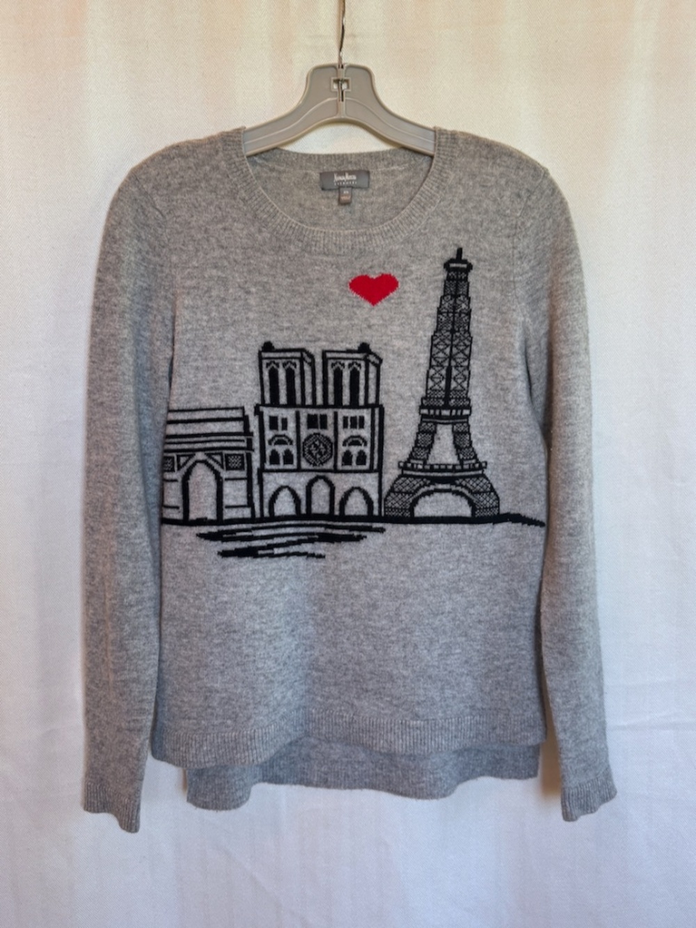 Neiman Marcus Cashmere Paris Theme Long Sleeve Sweater